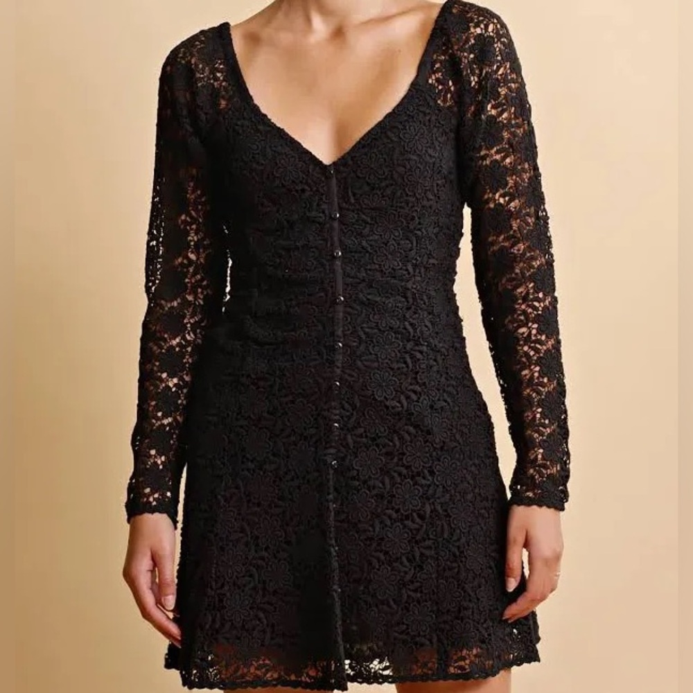 ByTimo Crochet Mini Dress – Long Sleeve Black Size‎ M